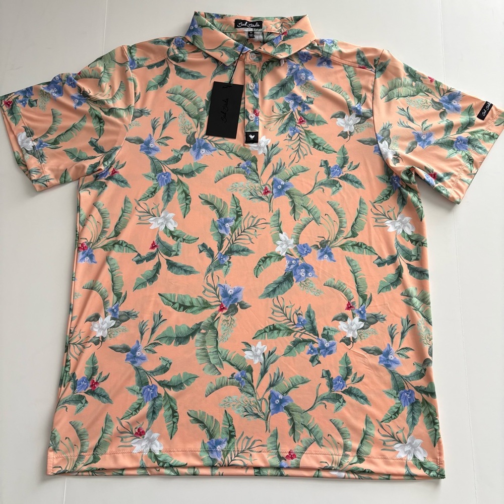 Men’s Bad Birdie Golf Core Performance Flora Fiesta Polo Shirt Medium MSRP $78